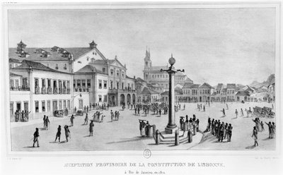 Temporary Acceptance of the Lisbon Constitution, Rio de Janeiro, 1821, illustration from 
